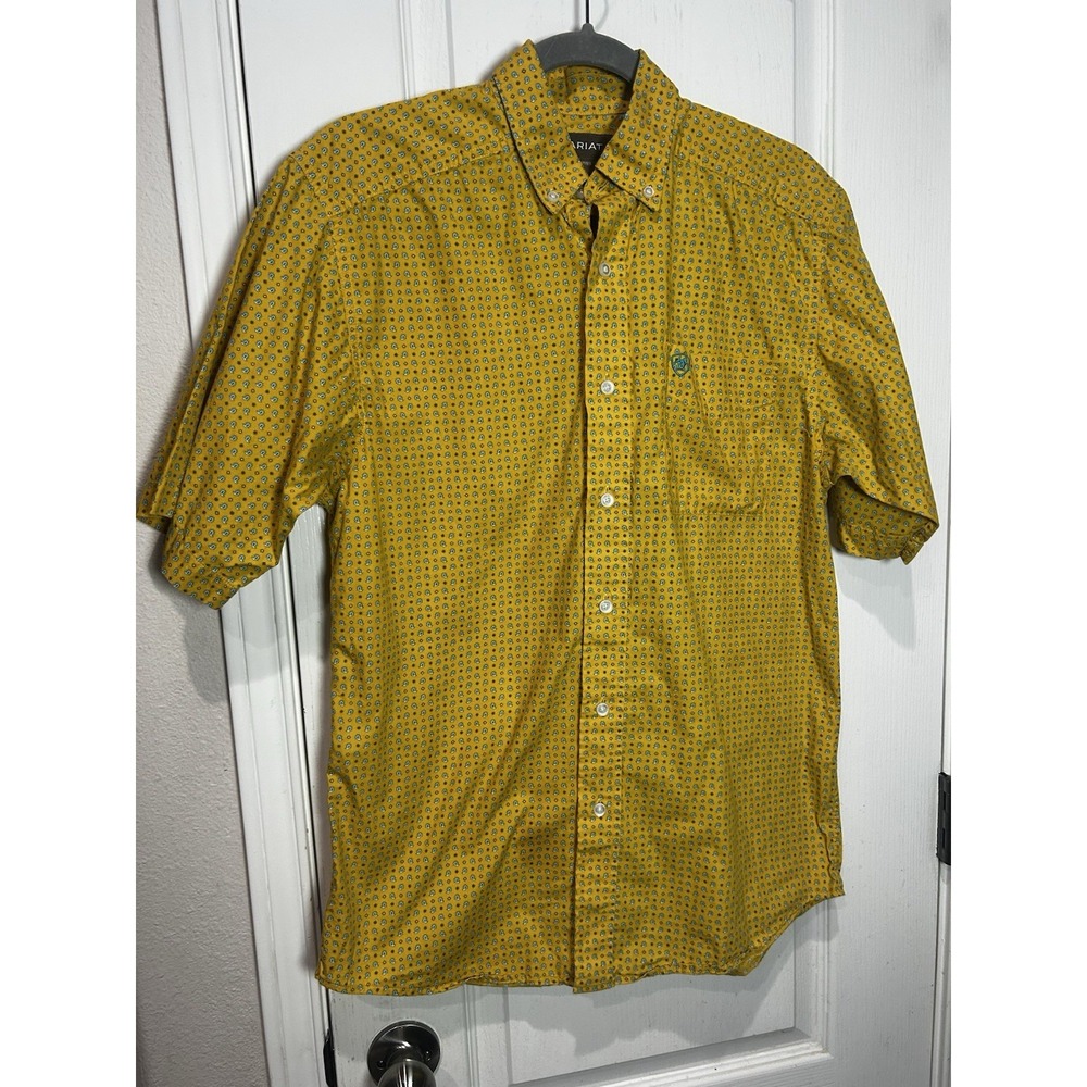 Ariat Men's Kalul Classic Fit Shirt Golden Rod Sz S western Short Sleeve Paisley
